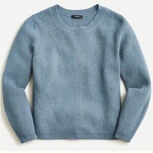 J. Crew Ribbed Stretch Crewneck Sweater in Heather Seascape Blue Medium